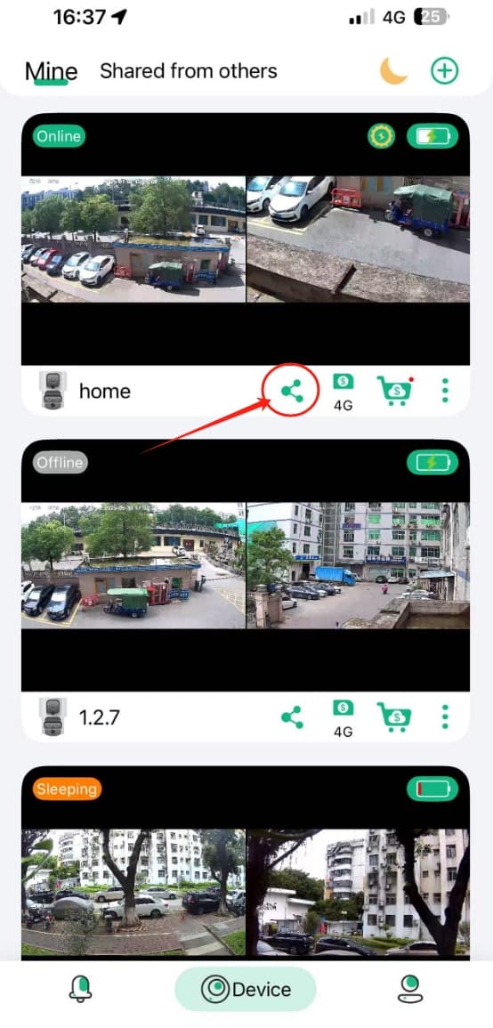 APP内の共有ボタン