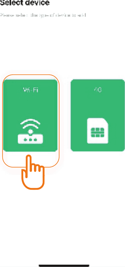 选择设备界面,Wi-Fi 卡片高亮显示,旁边为 4G 卡片